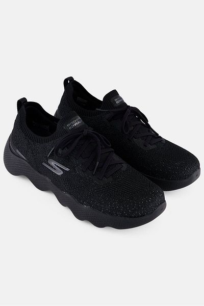 SKECHERS Women Go Walk Massage Fit Lace Up Walking Shoes, Black