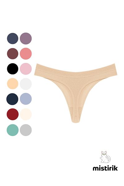 MİSTİRİK Paulo Model Ribbed Flexible Fabric String Thong Χρώμα δέρματος
