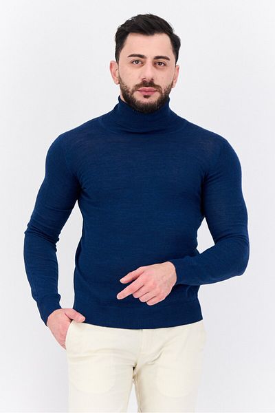 Sorbino Men Mock Neck Long Sleeves Heather Sweatshirt, Navy