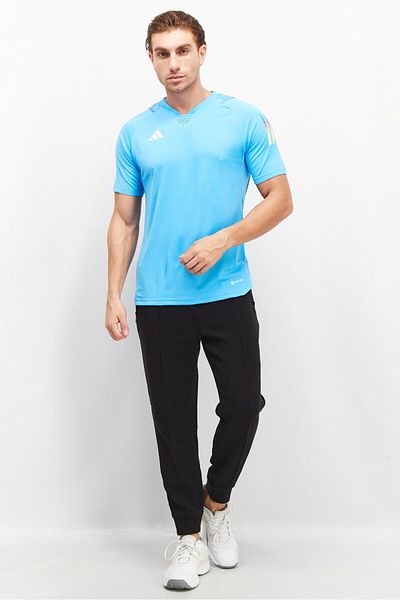 adidas Men Sportswear Fit Short Sleeve Brand Logo Training Jersey, Turquoise