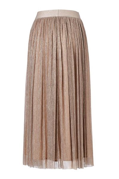 Tchibo Women Metallic Pleated Skirt, Light Brown