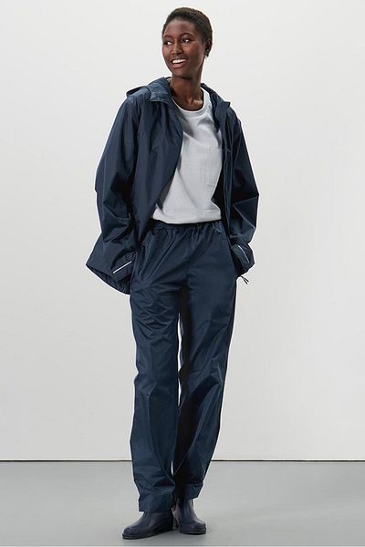Tchibo Women Regular Fit Solid Rain Trouser, Navy Blue