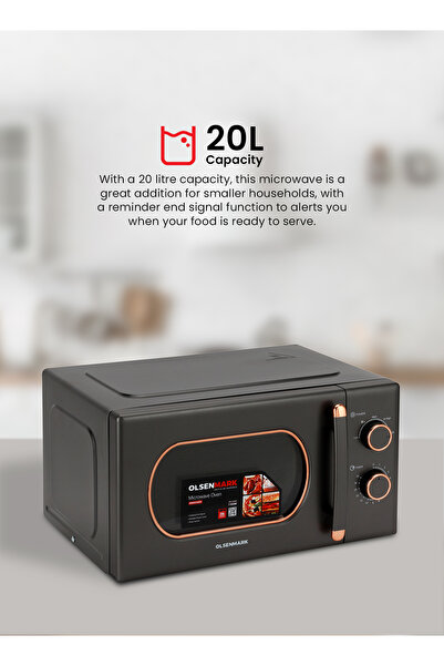 Olsenmark OMMO2260 Microwave Oven - 20L - 1100W Turntable Plate - Multiple Power Levels