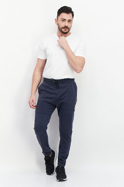 Burnside Men Regular Fit Plain Sweatpants, Navy Blue