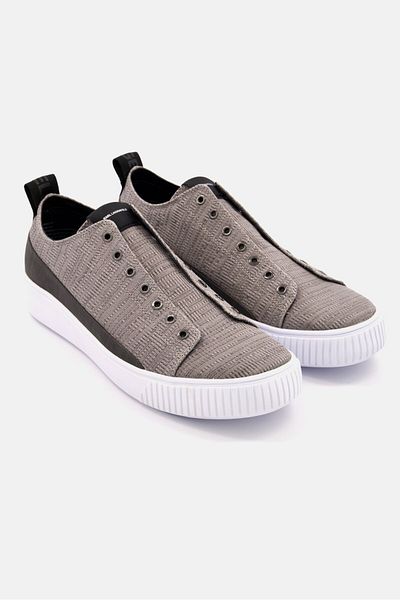 Karl Lagerfeld Men Lace Up Canvas Casual Shoes, Grey