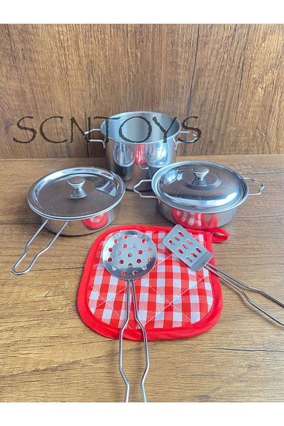 scntoys لعبة تجهيزات المطابخ عموم مجموعة المعادن تجهيزات المطابخ عموم الطبخ لعبة دمية المطبخ مجموعة 8 قطع