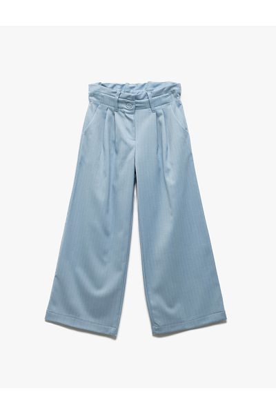 Koton Gestreifte Hose mit weitem Bein und elastischem Bund