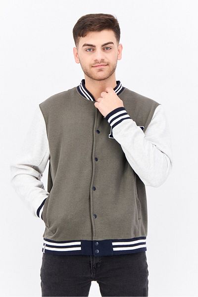 Threadbare Men Embroidered Long Sleeves Jacket Shirt, Dark Olive Combo