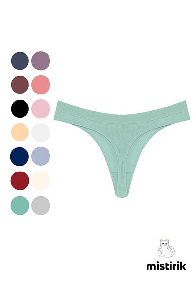 MİSTİRİK Water Green Paulo Model Ribbed Flexible String Thong