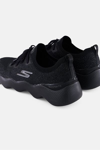 SKECHERS Women Go Walk Massage Fit Lace Up Walking Shoes, Black