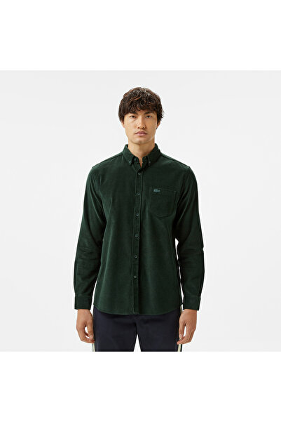 Lacoste Erkek Regular Fit Düğmeli Yaka Koyu Yeşil Gömlek