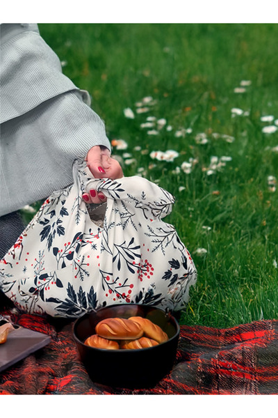 Yeniyıl | Yılbaşı Desenli Çok Amaçlı Bento El Çantası