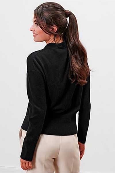 Tchibo Women High Neck Long Sleeve Textured Sweater, Black
