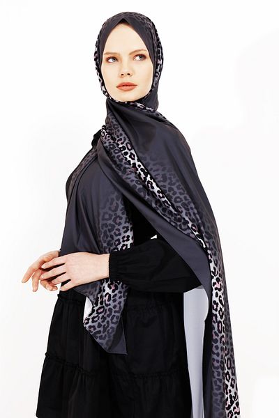Differenza Σάλι Leopard Gradient, Μετάξι Medina και Ανθρακί