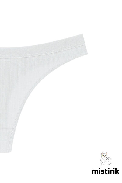 MİSTİRİK Paulo Model Ribbed Thong Slip Trace Does Not Believe Chiloți Culoare Albă