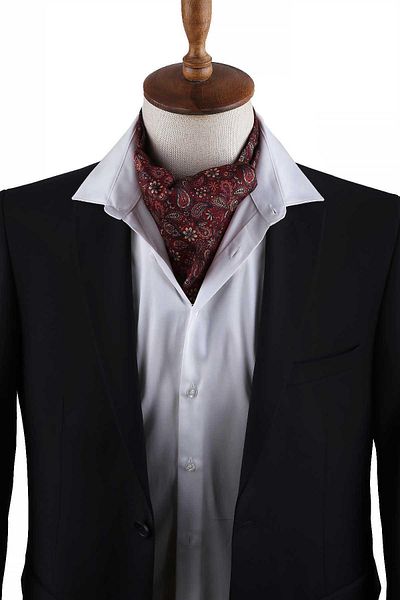 Kravatkolik Claret Red Motif Pattern Men's Scarf K598