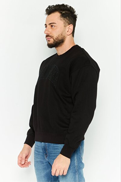 WRANGLER Men Crew Neck Embroidered Sweatshirts, Black