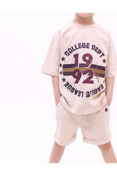 BALKABAĞI Boy's Summer Suit - Coffee with Shorts, 2-8 Years, Mtye0043