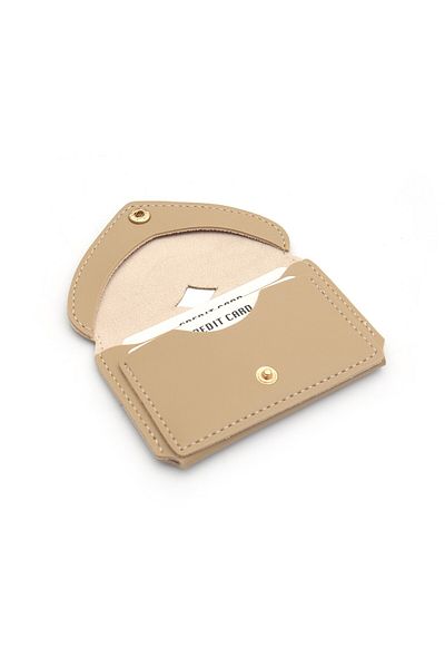 Womancraft Women's Card Holder Heart Wallet Beige Accessory with Card Compartment