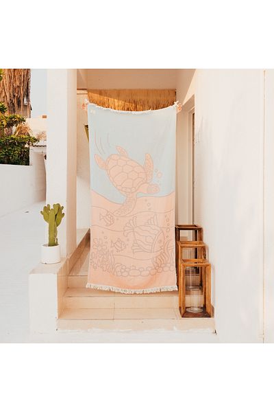 Pamukme COTTON BEACH TOWEL - HAPPY CARETTA
