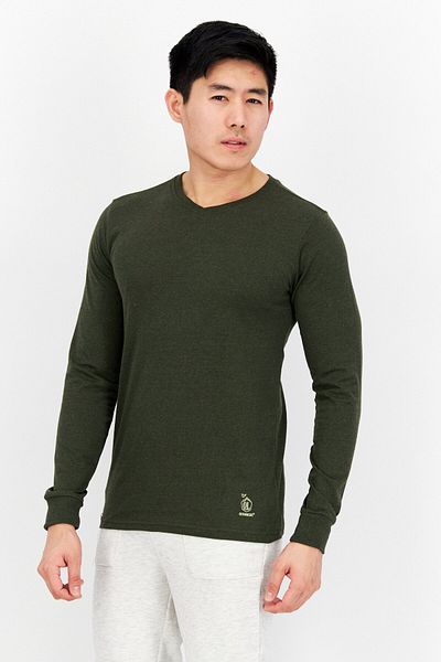 Outdoor Life Men V Neck Solid Sweater, Dark Olive