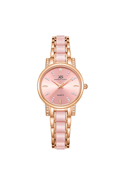 Kenneth Scott ساعة نسائية أنالوج بمينا وردية - K23547-KCPP