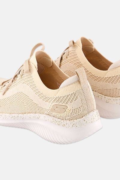 SKECHERS Women Ultra Flex Lace Up Outdoor Shoes, Beige