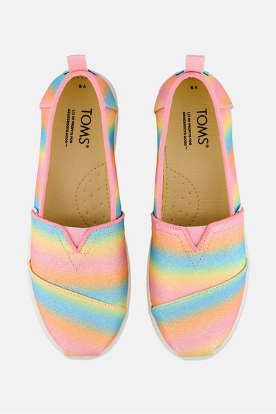 Toms Kids Gil Gradient Glitter Slip On Casual Shoes, Pink Combo