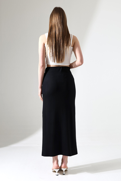 Ladies Fusta lungă pentru femei, sub genunchi, cu o singură fante, 21921 NEGRĂ