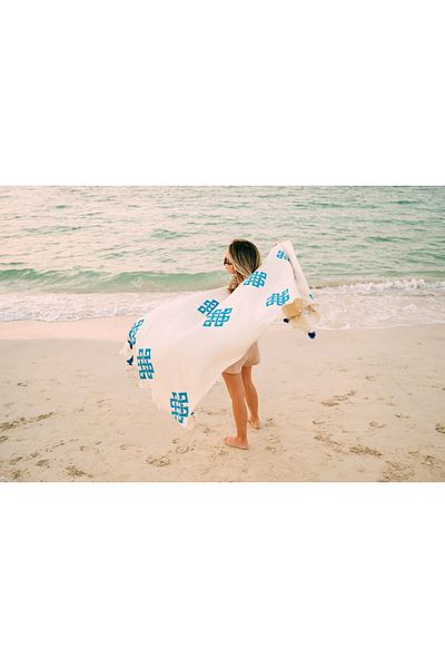 Pamukme COTTON BEACH TOWEL -INFINITY BLUE