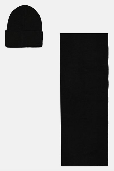 Levi's Men Brand Logo Beanie And Scarf Set, Black