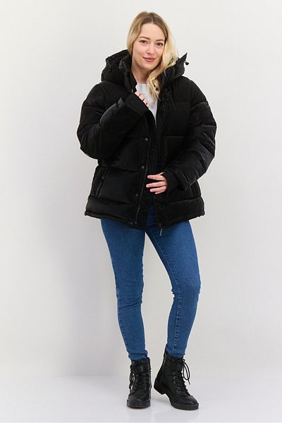 Bcbgeneration Women Quilted Hooded Puffer Jacket, Black