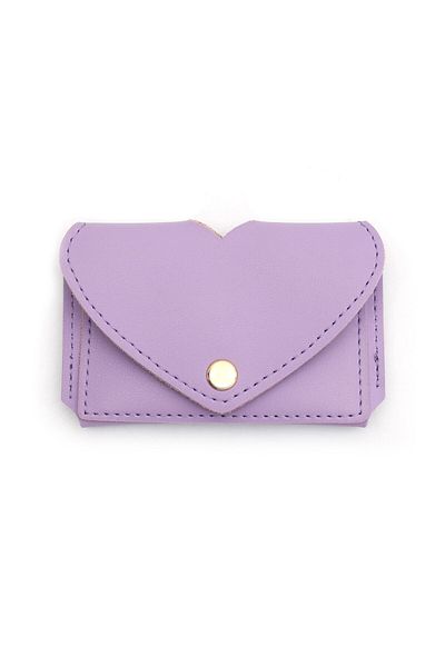 Womancraft Women's Card Holder Heart Wallet Lilac Card Compartment Accessory
