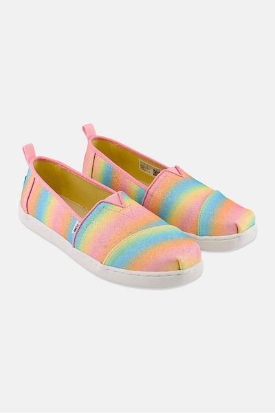 Toms Kids Gil Gradient Glitter Slip On Casual Shoes, Pink Combo