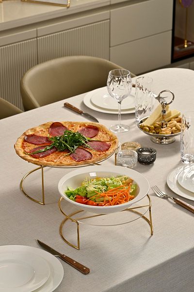 Edora Home Large Size Gold Presenter - 2-Piece Metal Gift, Catering/Transparent Plexiglass/Stainless Decoration