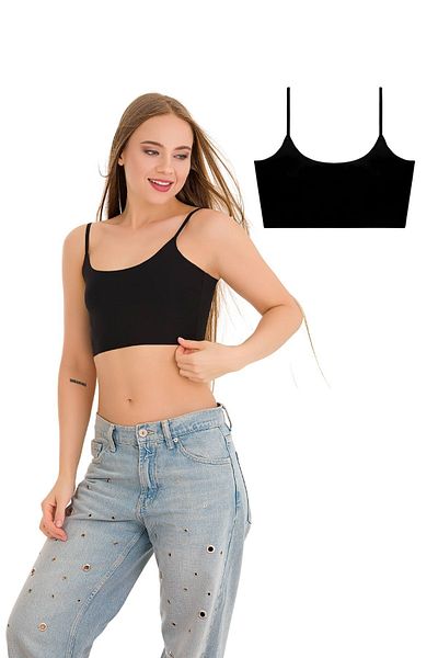 Newlilla 777 Laser Cut Crop Bustier mit verstellbaren, dünnen Trägern für Damen