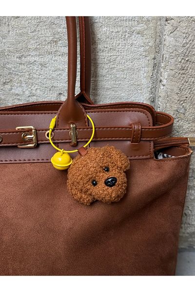 minebag Σγουρό βελούδινο χαριτωμένο μπρελόκ για σκύλους Λεπτομερής τσάντα γούρι κανέλα