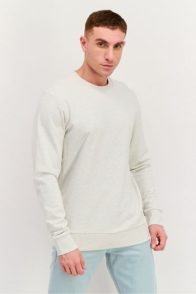 Hugo Boss Men Crew Neck Brand Logo Long Sleeve Sweatshirt, Light Grey