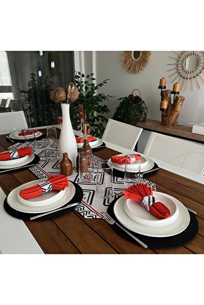 desen izmir New Season American Service - Ikat Patterned Tk, 6 Slat, 6 Napkins and Runner Cover