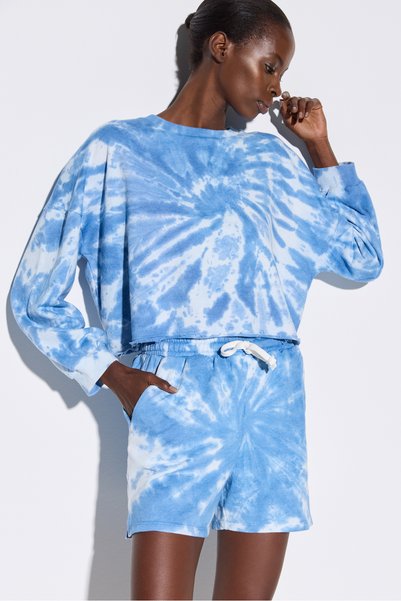 No Matter What Kadın Batik Desenli Sweatshirt Bisiklet Yaka Pamuklu