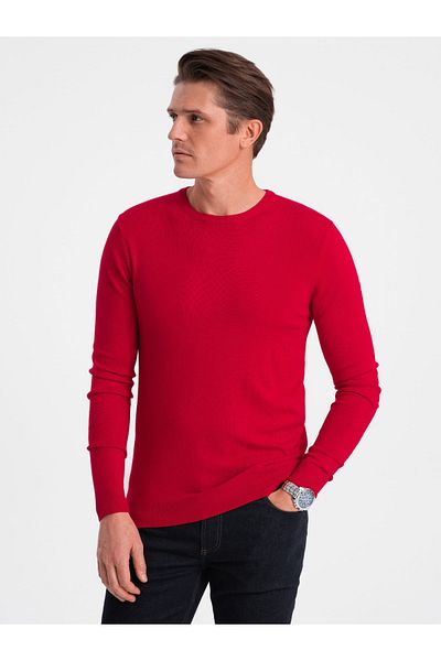 OMBRE Classic men's sweater with round neckline - red V5 OM-SWBS-0106 XL