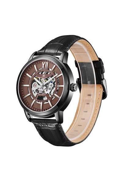 Kenneth Scott Kenneth Scott K24323-BLBH Men Automatic  Display Watch & Leather  Strap Black