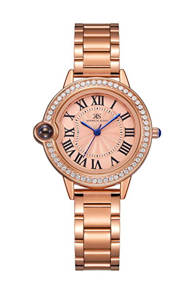 Kenneth Scott ساعة نسائية أنالوج بمينا باللون الذهبي الوردي - K22530-RBKK
