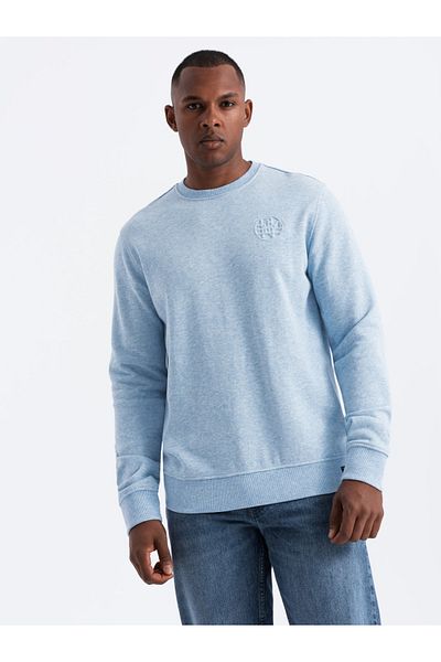OMBRE Melange-Sweatshirt für Herren mit gesticktem Logo - blau V3 OM-SSNZ-0163 S