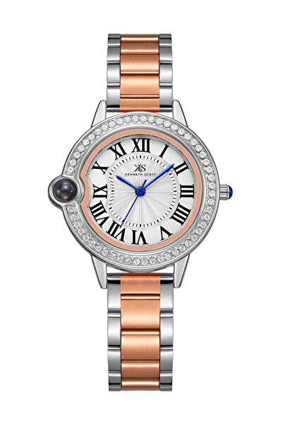 Kenneth Scott ساعة نسائية أنالوج بمينا بيضاء - K22530-KBKW