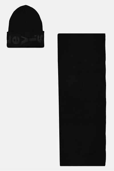 Levi's Men Brand Logo Beanie And Scarf Set, Black