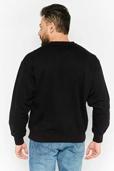 WRANGLER Men Crew Neck Embroidered Sweatshirts, Black