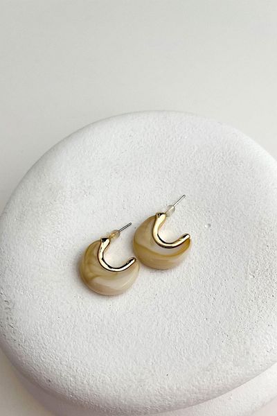 Modex Gold Color Acrylic Half Moon Earrings (2cm)