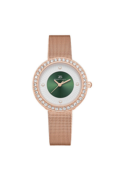 Kenneth Scott ساعة نسائية أنالوج بمينا خضراء - K23535-RMKG