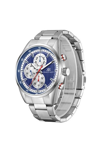Kenneth Scott Kenneth Scott K24117-SBSN Men Analog Display Watch & Stainless Steel Strap Silver